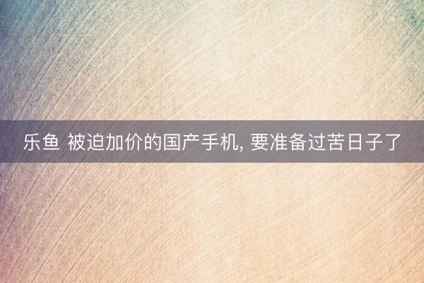 乐鱼 被迫加价的国产手机， 要准备过苦日子了